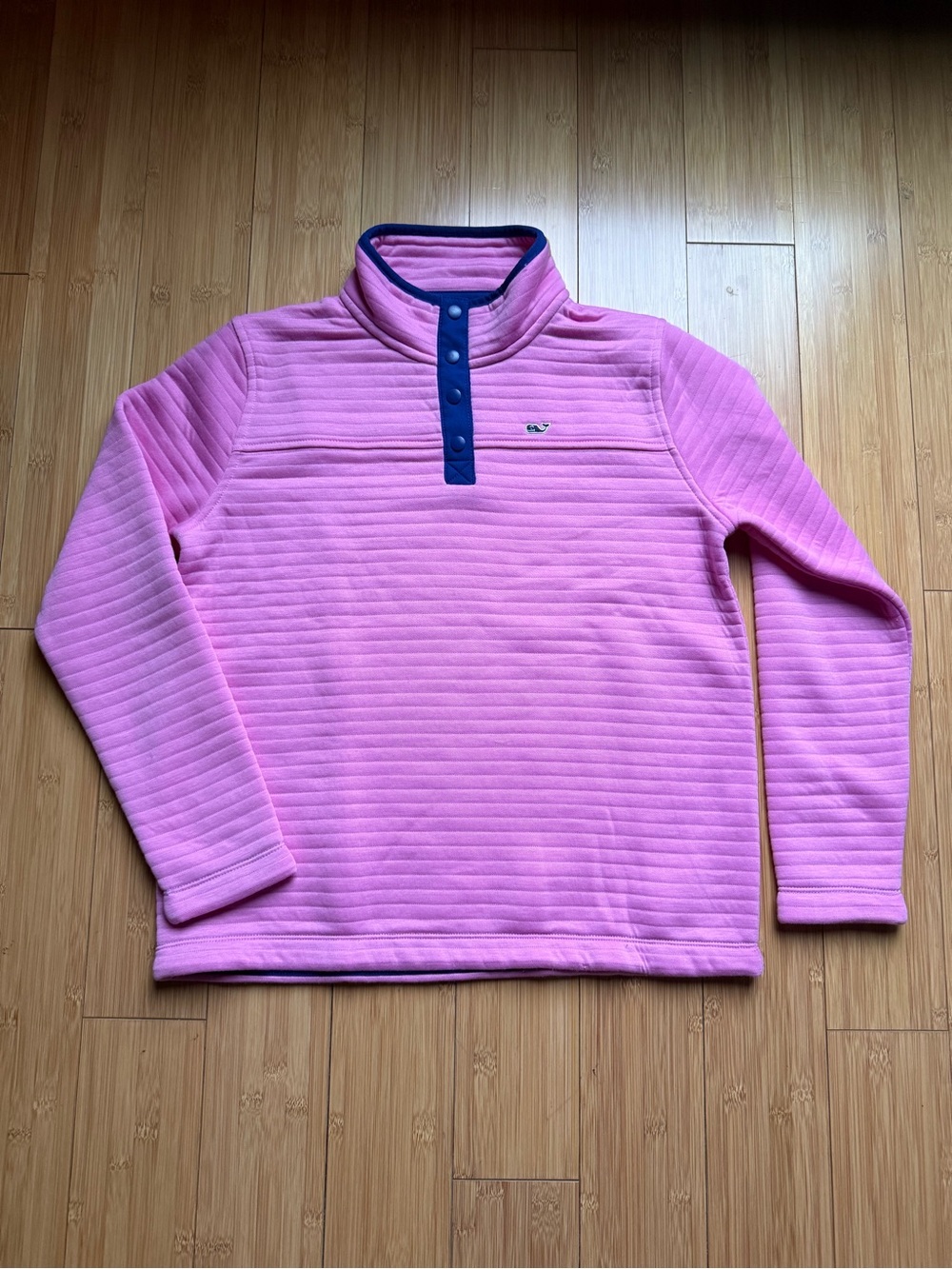 Vineyard Vines Girls L 14 Pink Quilted Pullover Whale Logo